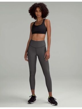 Lululemon Base Pace High-Rise Tight 25" Two-Tone Ribbed Black / Gull Grey Size 6